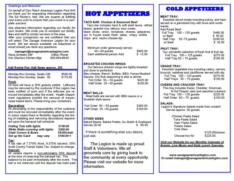 Banquet Hall 2022 information brochure page 2